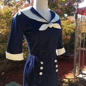 Hell Bunny Vixen Navy Sandra Dee Sailor Dress